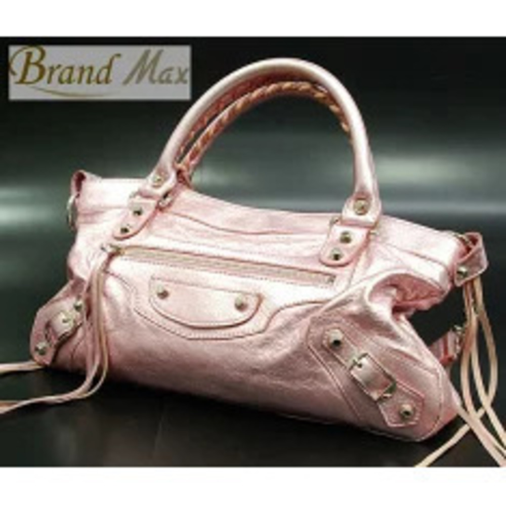 Balenciaga Editors Bag The First Shoulder Handbag Metallic Pink